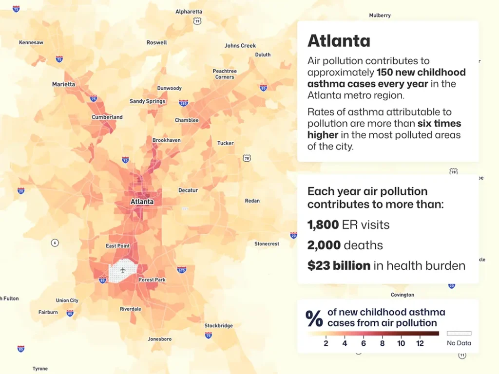 Atlanta air pollution heat map
