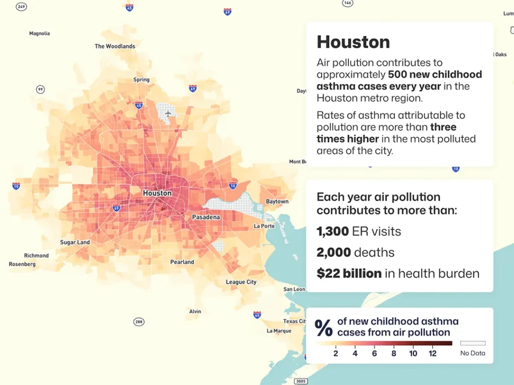 Houston air pollution heat map