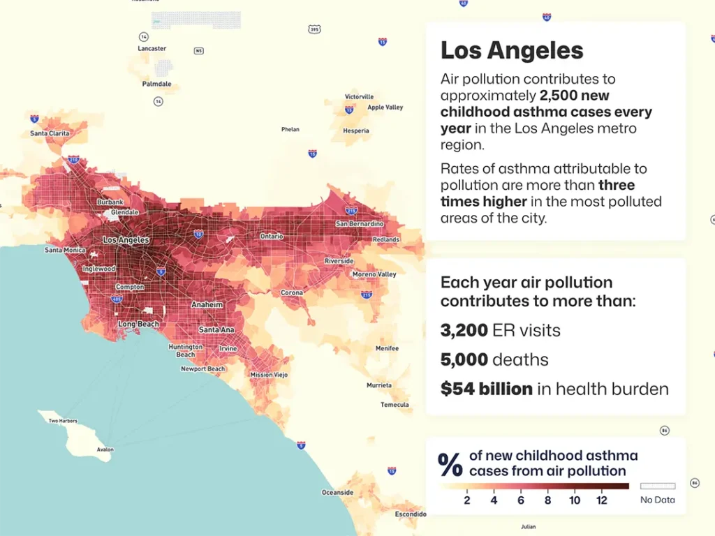 Los Angeles air pollution heat map